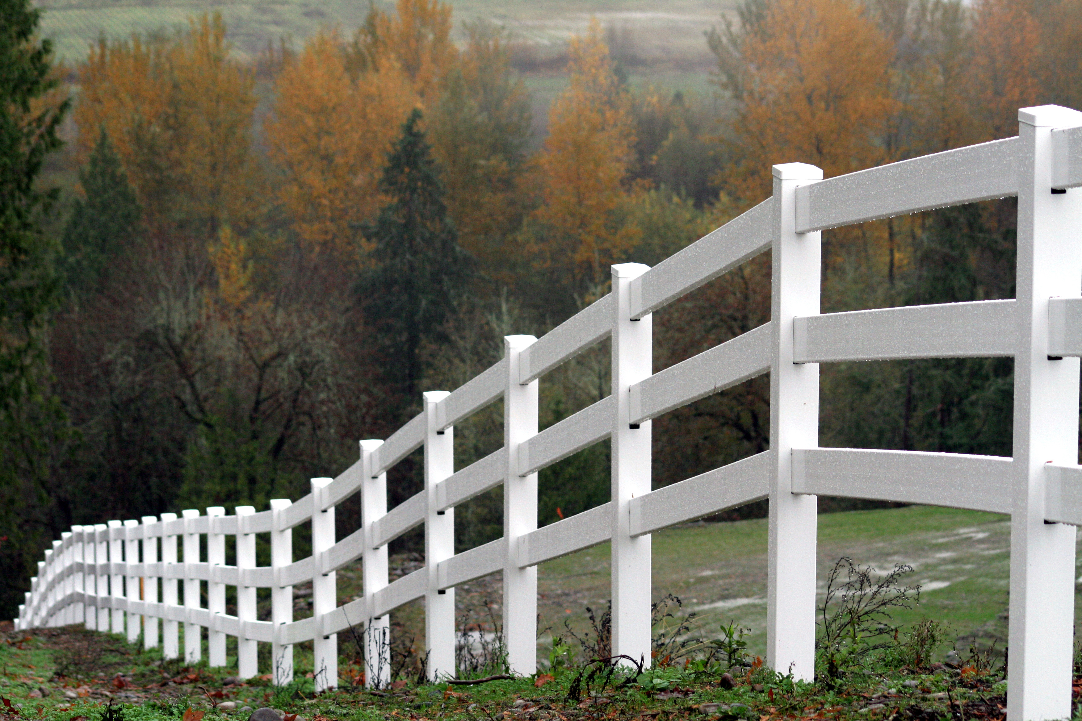 Vinyl ranch rail fence